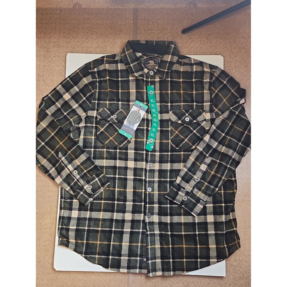 Freedom Foundry Men's Shirt Heavyweight Fleece Flannel Green Plaid XL NWT